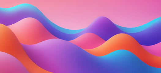 Vibrant fluid gradient wavy abstract background. Modern background featuring smooth, flowing wavy shapes in a vibrant pastel gradient of blue, purple, pink, and orange