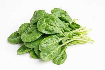 Fresh Spinach Bunch Isolated on White Background Perfect for Food Photography