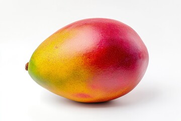 Ripe Mango Close-up on White Background with Vibrant Red and Yellow