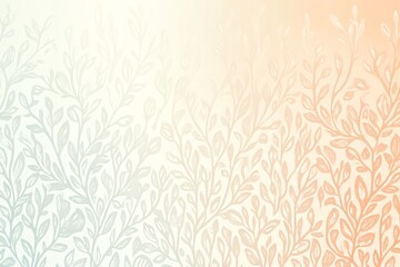 Botanical wallpaper with intricate leafy patterns and soft pastel gradient color scheme transitioning from light blue to coral tones