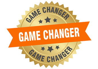 game changer. game changer round orange and gold label isolated on transparent background