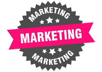 marketing. marketing round pink label isolated on transparent background