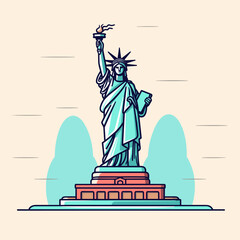 Statue of Liberty. Statue of Liberty hand-drawn comic illustration. Vector doodle style cartoon illustration
