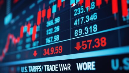 Obraz premium Bolsa de valores desplomándose. Economía colapsada. Aranceles recíprocos. 