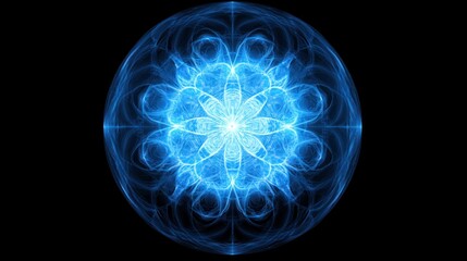Abstract blue sphere mandala. Possible use Stock photo for spiritual, science fiction, or abstract design concepts