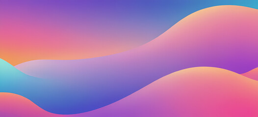 Vibrant fluid gradient wavy abstract background. Modern background featuring smooth, flowing wavy shapes in a vibrant pastel gradient of blue, purple, pink, and orange
