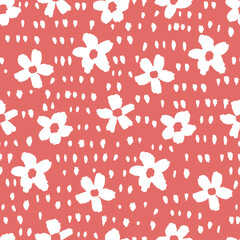 Monochrome hand drawn coral seamless floral pattern background. Vector