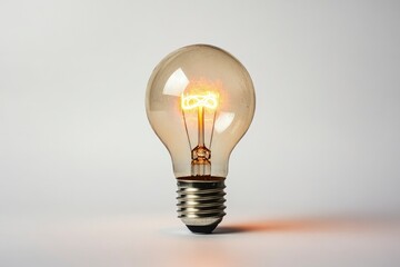 Illuminated Light Bulb on White Background Symbolizes Innovation and Creativity