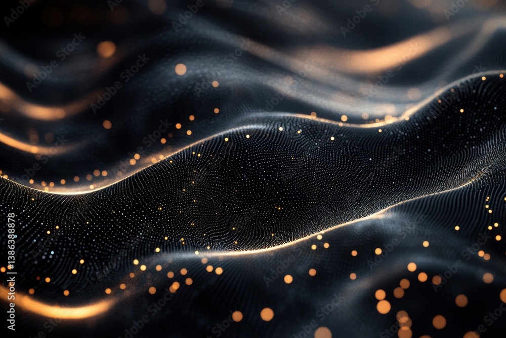 Poster Dynamic black and white wave patterns create a stunning visual effect, showcasing textures and depth in an abstract representation of movement
