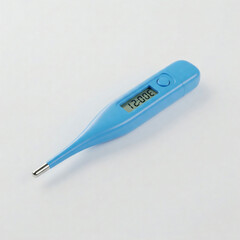 Blue digital thermometer isolated on white background. 3d illustration.