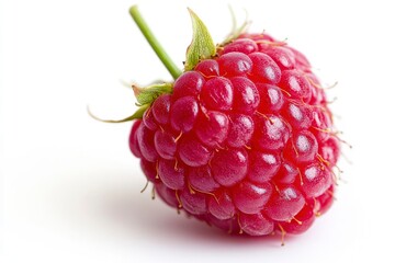Single Raspberry Close-up Isolated on White Background for Food Photography