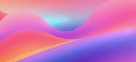 Vibrant fluid gradient wavy abstract background. Modern background featuring smooth, flowing wavy shapes in a vibrant pastel gradient of blue, purple, pink, and orange
