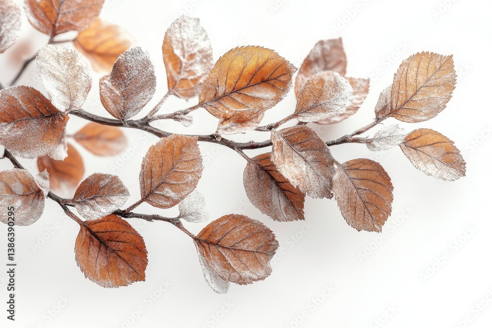 Poster delicate white leaf arrangement on a light background showcasing intricate details and soft shadows 