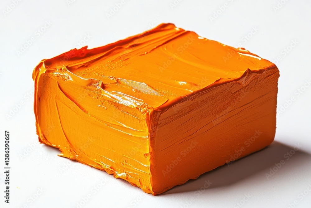 Aufkleber bold orange paint strokes create vibrant texture against a clean gray background in an artistic disp