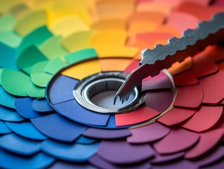 Close Up Color Wheel Picker Shows Rainbow Colors for Design Project