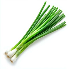 Crisp and vibrant green onion, perfect for enhancing the flavor of your dishes, isolated against a clean white backdrop.