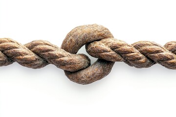 Obraz premium Closeup of Knotted Rope Against White Backdrop Emphasizing Strength and Connection