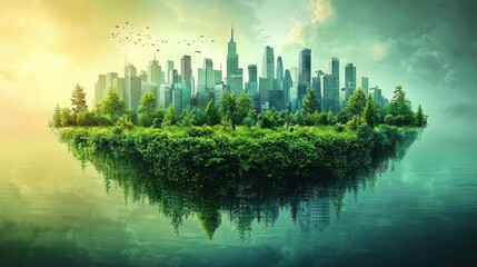 Eco-City Island: A Sustainable Metropolis on a Lush Green Island