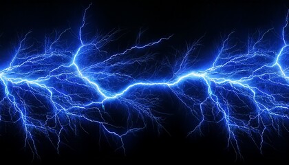 Neon Blue Lightning on Black Background