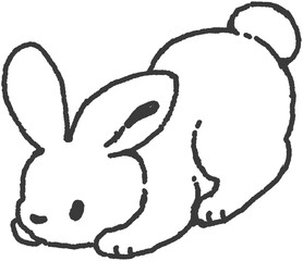 낮게 엎드린 토끼 그림 © titi.drawing