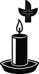 Pentecost Sunday Icon with Candle and Cross – Vector Art Illustration