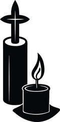 Pentecost Sunday Icon with Candle and Cross – Vector Art Illustration