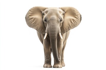 Obraz premium Standing Elephant Isolated on White Background for Wildlife Conservation Concepts