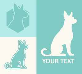 sitting dog icon with various design styles for logo purposes