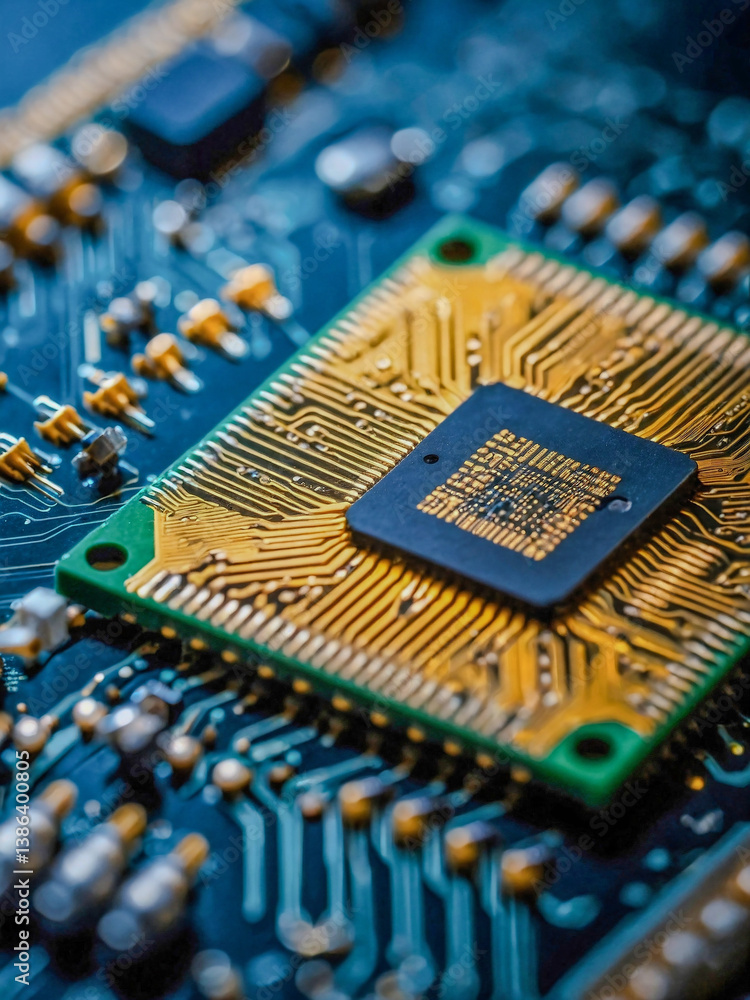 Poster close-up of a microchip featuring a single chip.