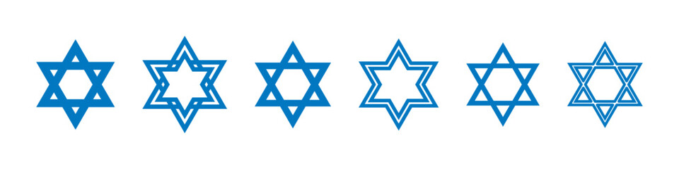 Illustration of Star of David Variations, Isolated for Religious, Cultural, and Graphic Design Use