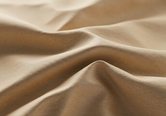 Close-up of Beige Fabric Texture Smooth Woven Material, Clothing Textile Background.