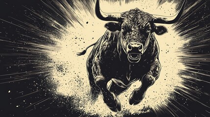 Bull stampede energy captured in detail high resolution picture