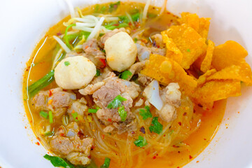 Delicious Thai tom yum noodles include pork, and variations, each a flavorful meal