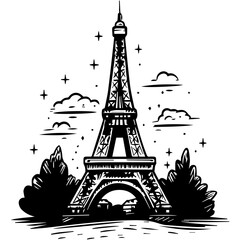 flat design tour eiffel icon vector illustration