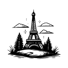 Obraz premium flat design tour eiffel icon vector illustration