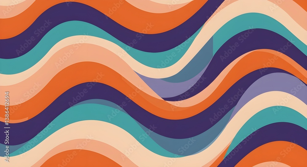 Aufkleber abstract horizontal background with colorful waves. trendy vector illustration in style retro 60s, a