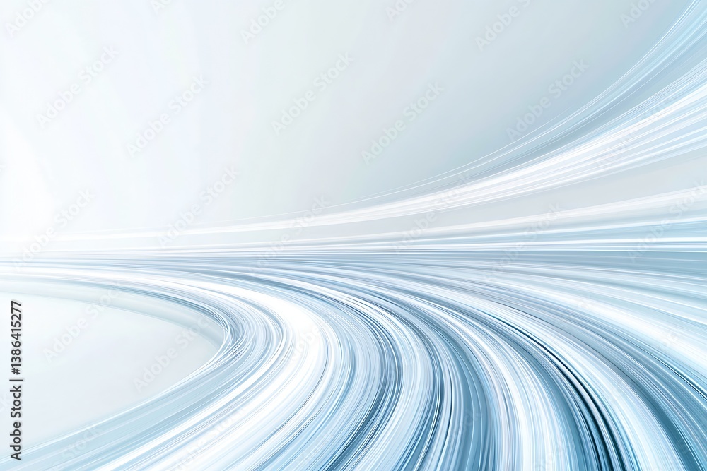 Poster Abstract light blue background with smooth flowing lines representing speed and motion : Generative AI