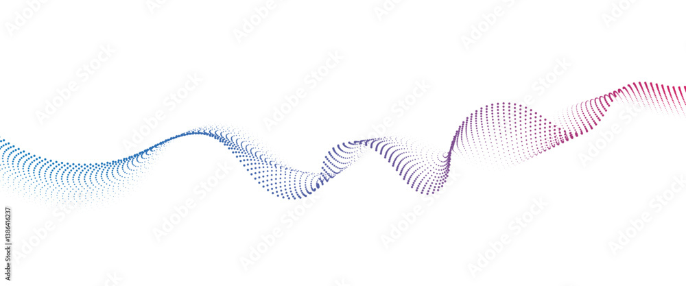Poster flowing dot wave halftone gradient pattern on transparent background