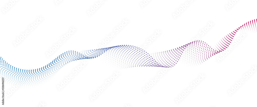 Poster flowing dot wave halftone gradient pattern on transparent background
