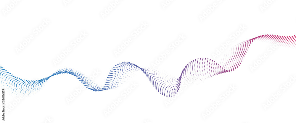 Poster flowing dot wave halftone gradient pattern on transparent background