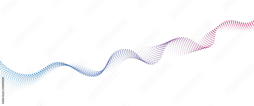 Poster flowing dot wave halftone gradient pattern on transparent background