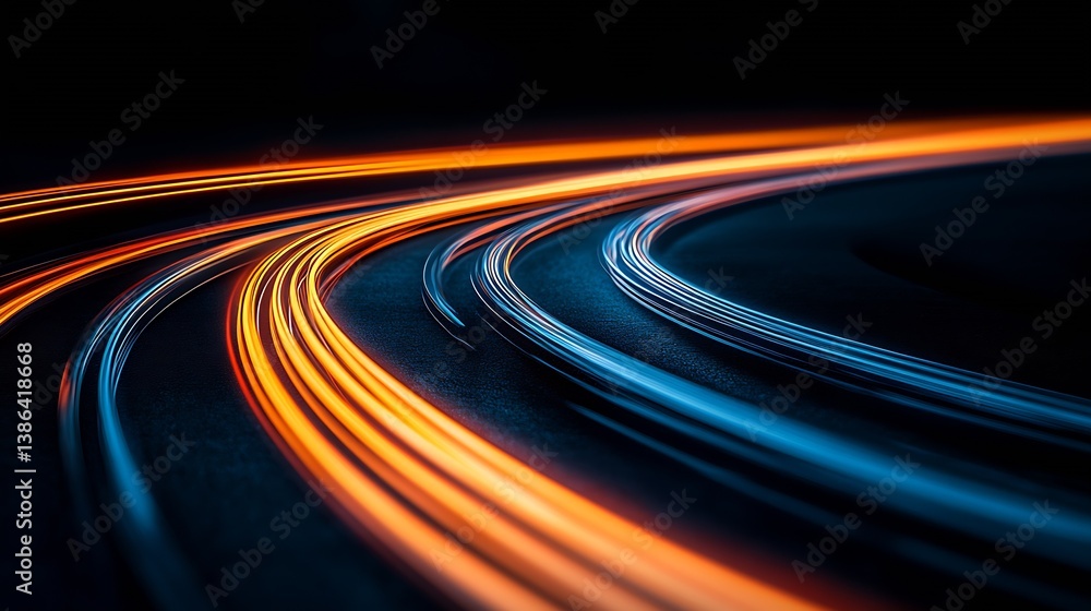 Poster Vibrant Motion Blur of Colorful Light Trails Creating a Stunning Visual Experience : Generative AI