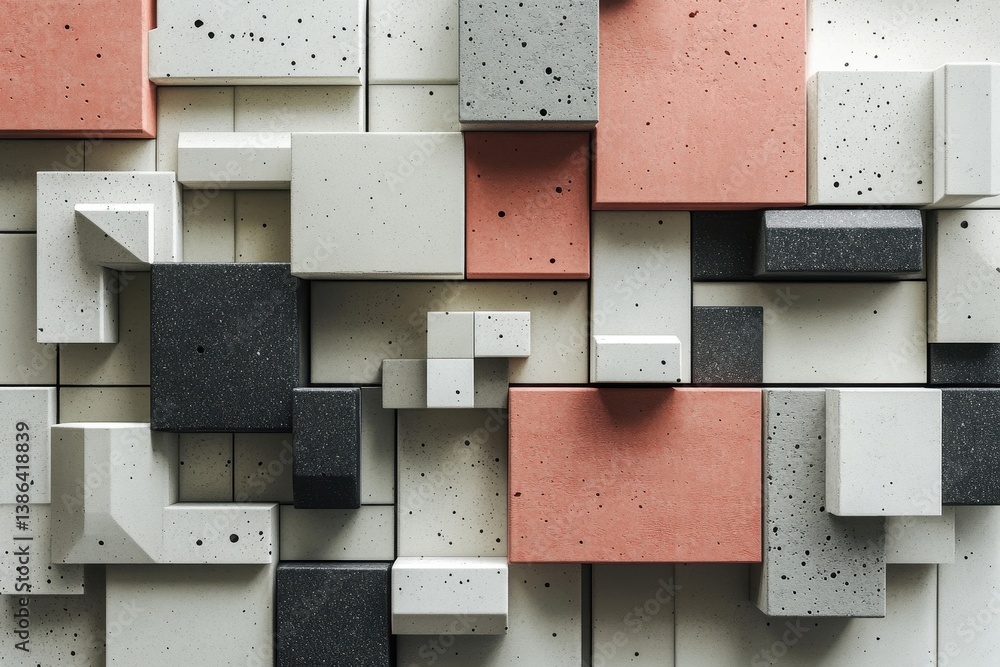 Poster wooden blocks create intricate mosaic pattern in a creative interior design setting showcasing vario