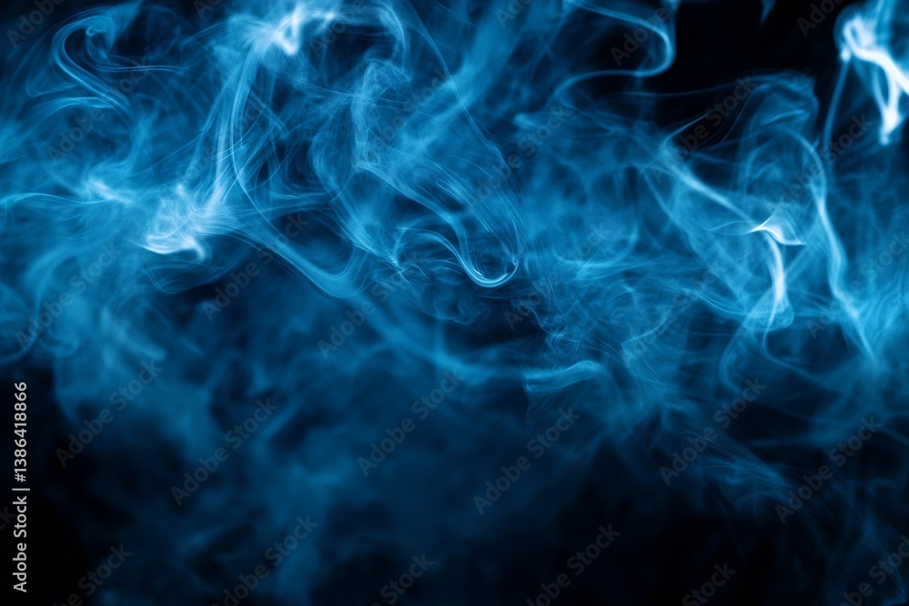 Poster Dramatic Blue Smoke Patterns Creating a Stunning Visual Effect : Generative AI