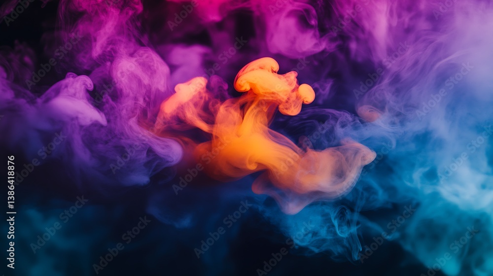 Poster colorful swirling smoke in shades of purple and orange creating a mesmerizing abstract design : gene