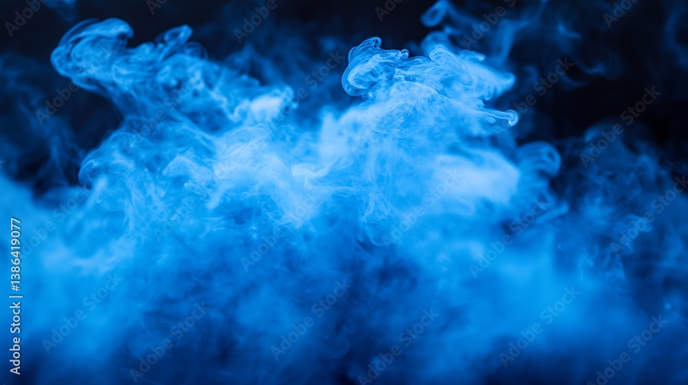 Aufkleber Dynamic and flowing blue smoke in wisps creating an artistic visual experience : Generative AI