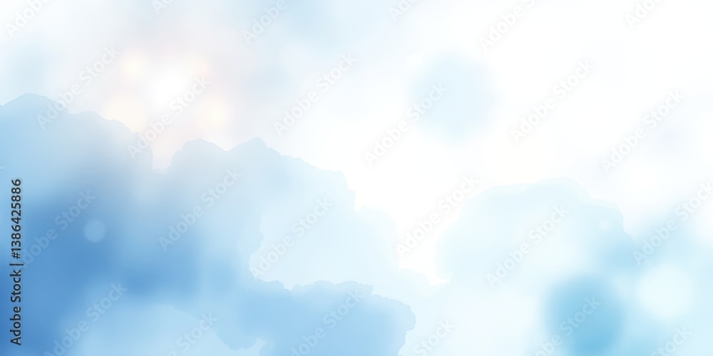Poster soft blue spring background with ethereal clouds