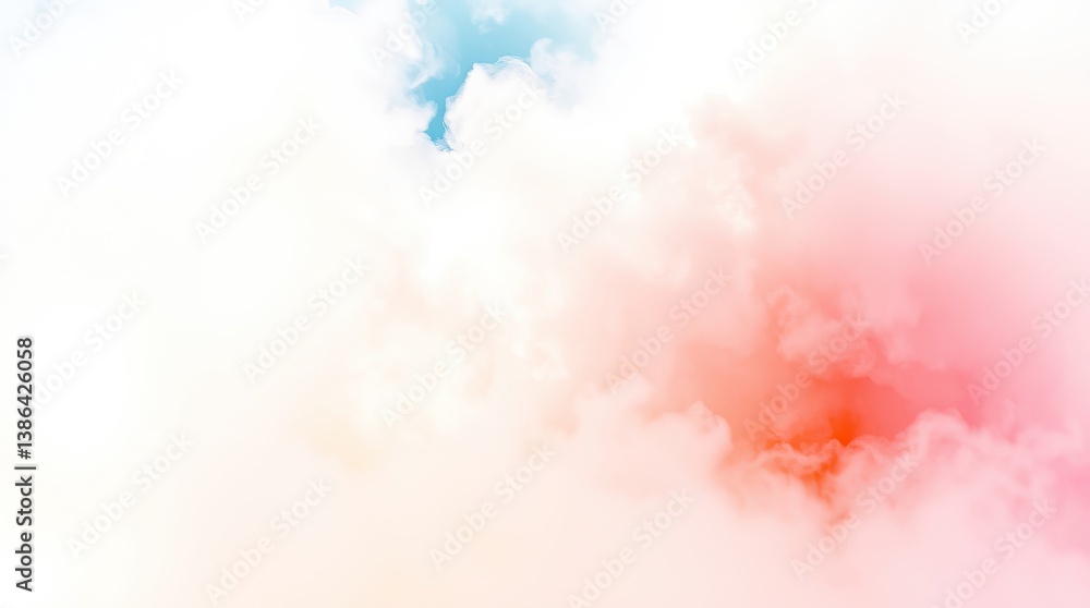 Poster soft clouds with hints of blue and pink in abstract style