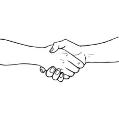 Shaking hands handshake business vector illustration isolated on white background, symbol of success deal, happy partnership, greeting shake, handshaking agreement flat sign design