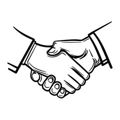 Fototapeta premium Shaking hands handshake business vector illustration isolated on white background, symbol of success deal, happy partnership, greeting shake, handshaking agreement flat sign design